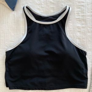 Black fabletics midi sports bra